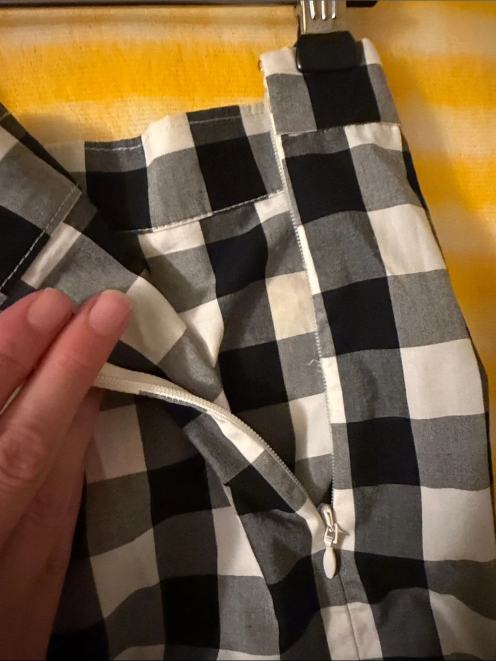 J. Crew Black White Gingham Ruffle Faux Wrap Mini Skirt Cotton Size 0